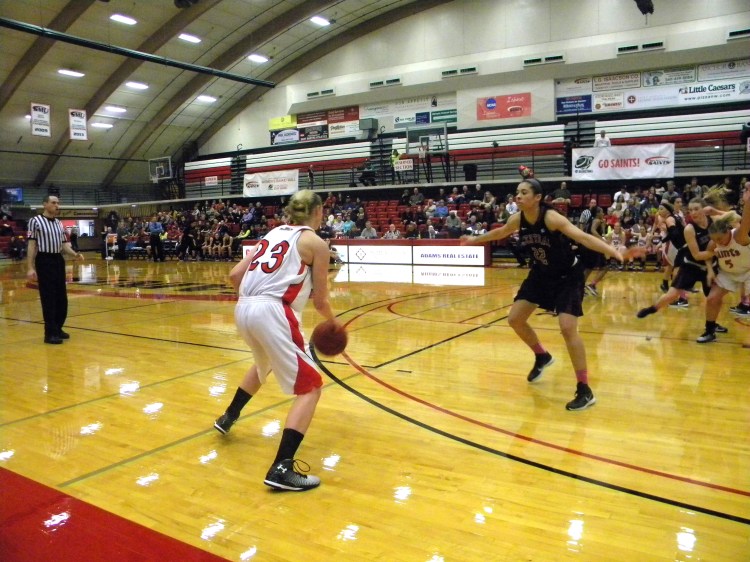 Megan Weideman dribbles the ball looking for an open teammate